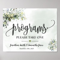Programs Wedding Ceremony Eucalyptus Sign