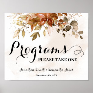 Programs Wedding Ceremony Fall Eucalyptus Sign