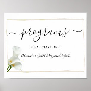 Programs Wedding Ceremony Greenery Calla Lily Sing Poster