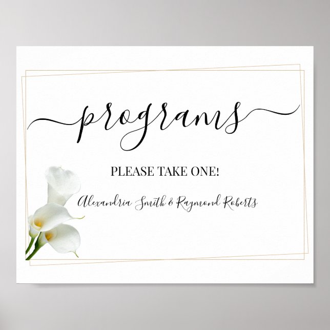 Programs Wedding Ceremony Greenery Calla Lily Sing Poster (Front)