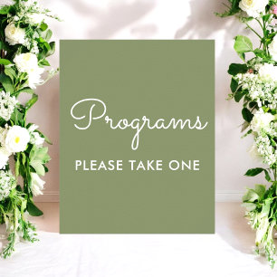 Programs Wedding Sage Green Sign Poster