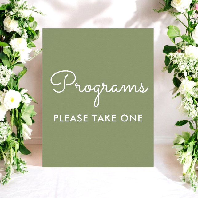 Programs Wedding Sage Green Sign Poster (Creator Uploaded)