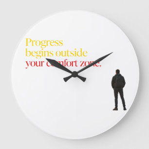 Progress Begins Outside Your Comfort Zone Minimali Large Clock