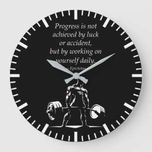 Progress Daily - Motivational Gym, Workout Fitness Large Clock