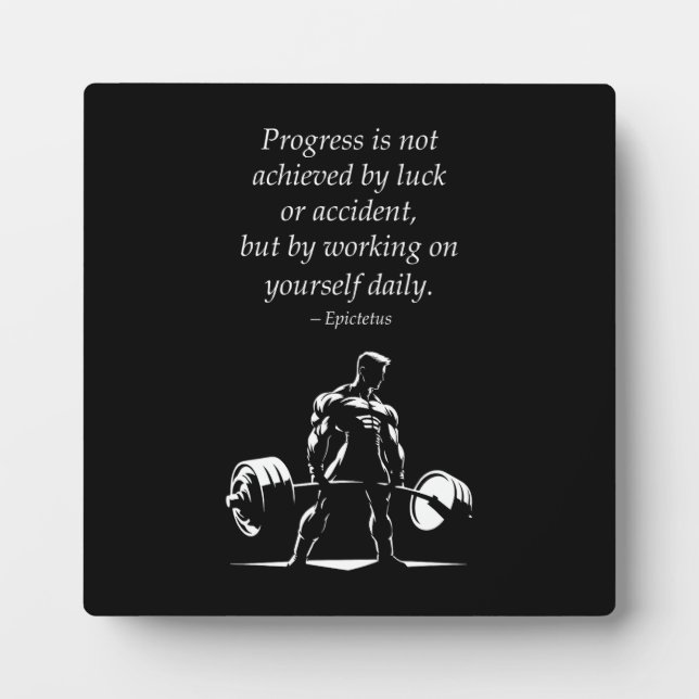 Progress Daily - Motivational Gym, Workout Fitness Plaque (Front)