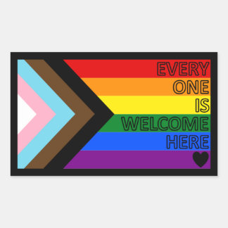 Progress Flag "Everyone Is Welcome Here" Rectangular Sticker