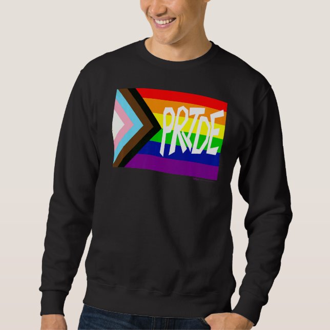 Progress Flag Gay Pride Rainbow Word  6 Sweatshirt (Front)