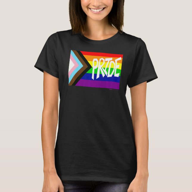 Progress Flag Gay Pride Rainbow Word  6 T-Shirt (Front)