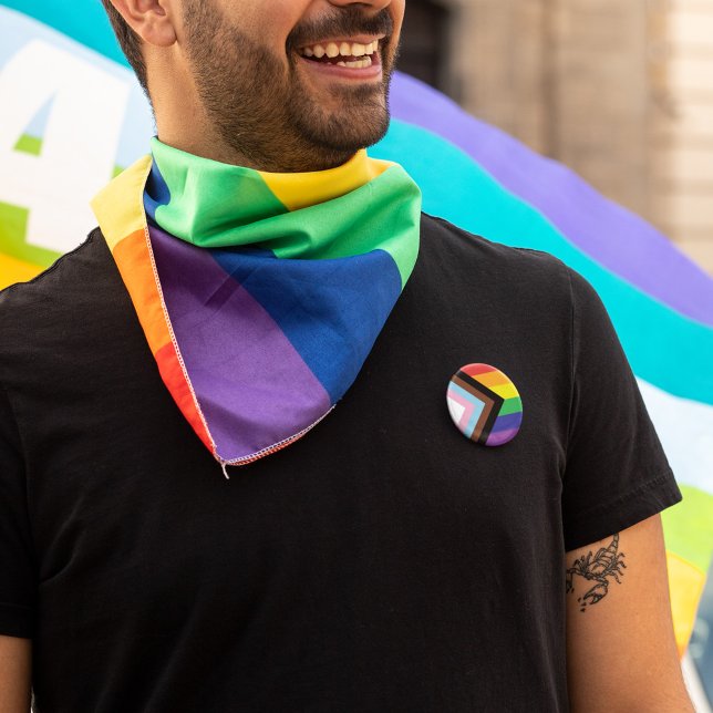 Progress Flag Rainbow Gender Diversity Pride 6 Cm Round Badge (Creator Uploaded)