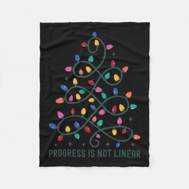 Progress Is Not Linear Special Ed Teacher Christma Fleece Blanket (Front)