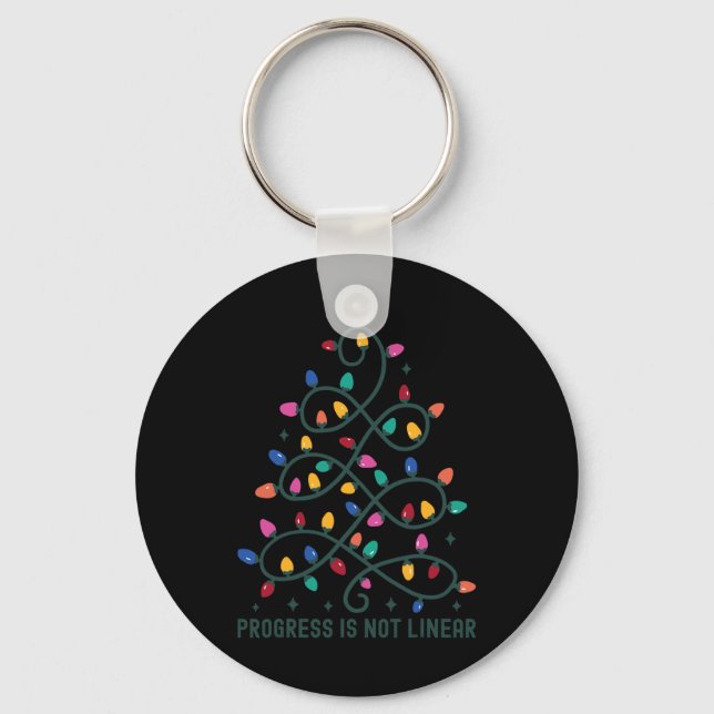 Progress Is Not Linear Special Ed Teacher Christma Key Ring (Front)