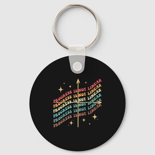 Progress Is Not Linear Sped Motivational Insration Key Ring (Front)