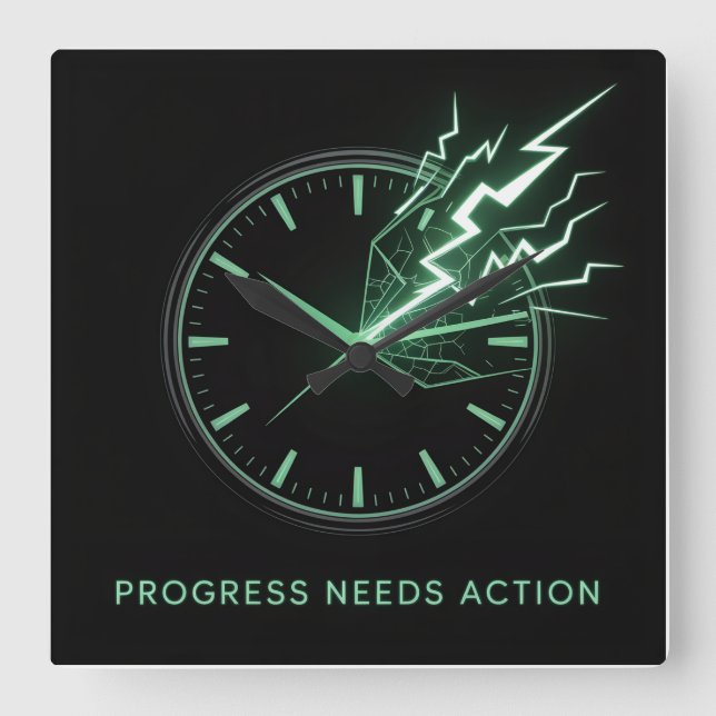 Progress Needs Action Square Wall Clock (Front)