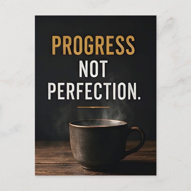 📈 Progress Not Perfection Daily Motivation Succes Postcard (Front)