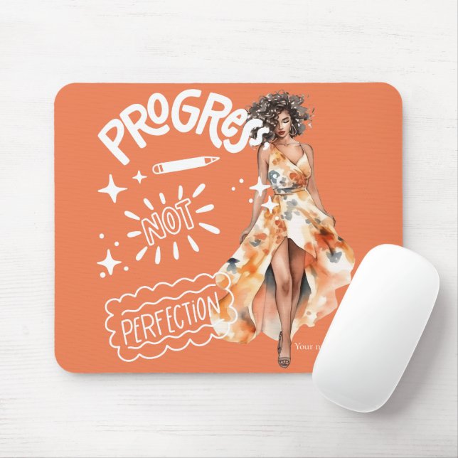 Progress not perfection elegant businesswoman mouse pad (With Mouse)