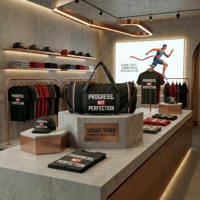 Progress Not Perfection Gym Motivation Duffel Bag (Progress over perfection. Keep showing up. Every single day.)