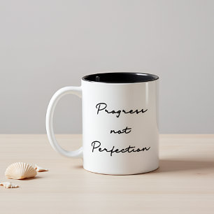 Progress Not Perfection Inspirational Quote Two-Tone Coffee Mug