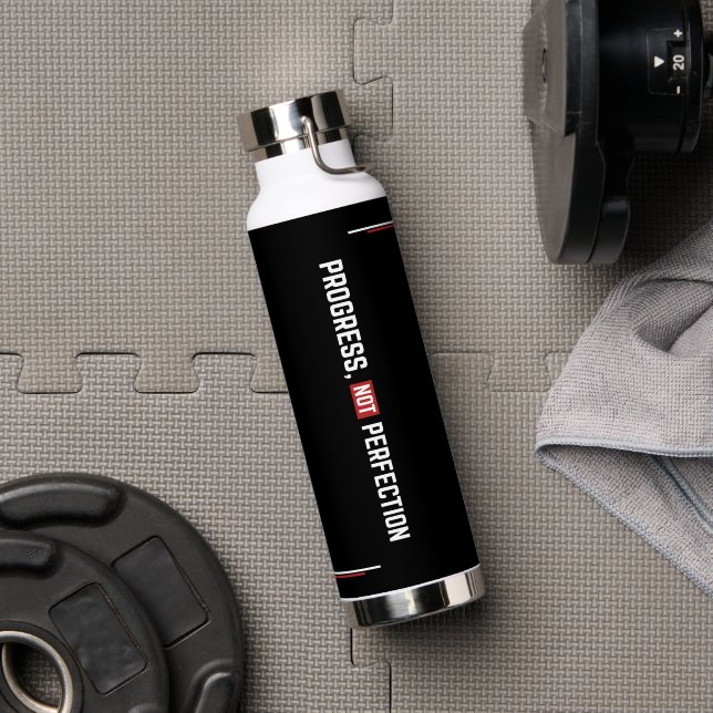 Progress Not Perfection Motivation Gym Water Bottle (Gym (Rotated))