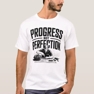 Progress Not Perfection Motivational Illustration T-Shirt