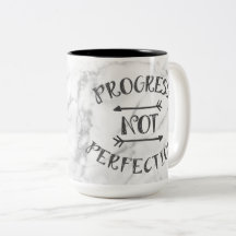 Progress not perfection Mug -  Marble background