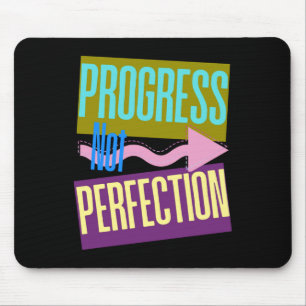 Progress Not Perfection - Neon Motivational Design Mouse Pad