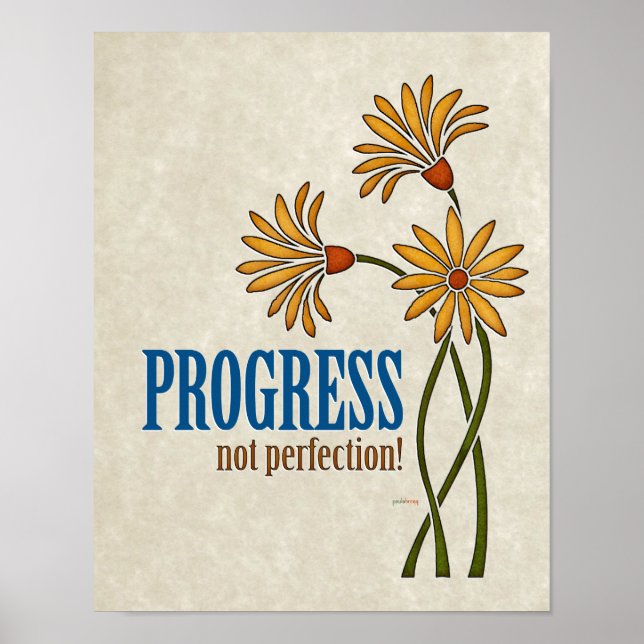 Progress, not perfection! (recovery quote) poster (Front)