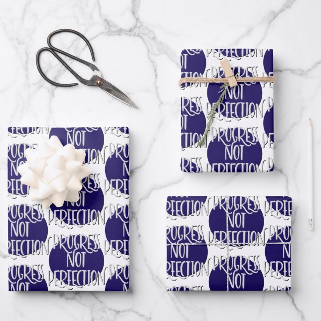 Progress Not Perfection Slogan Wrapping Paper Sheet (Front)