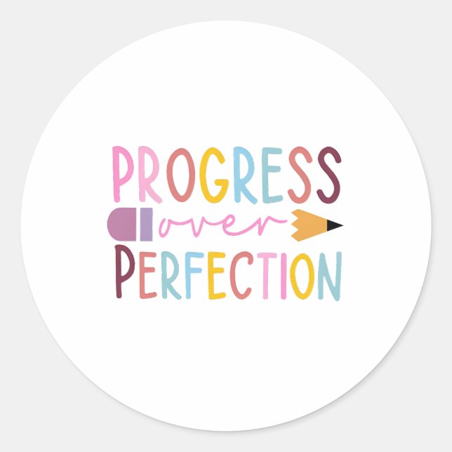 Progress Over Perfection Art Classic Round Sticker (Front)