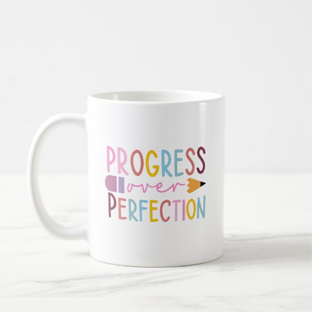 Progress Over Perfection Art Coffee Mug (Left)
