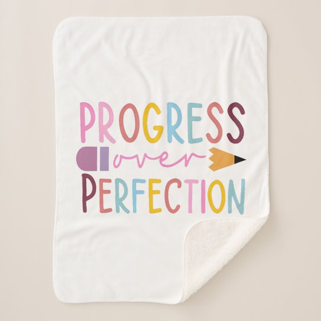 Progress Over Perfection Art Sherpa Blanket (Front)