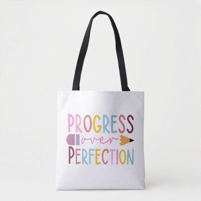 Progress Over Perfection Art Tote Bag (Front)