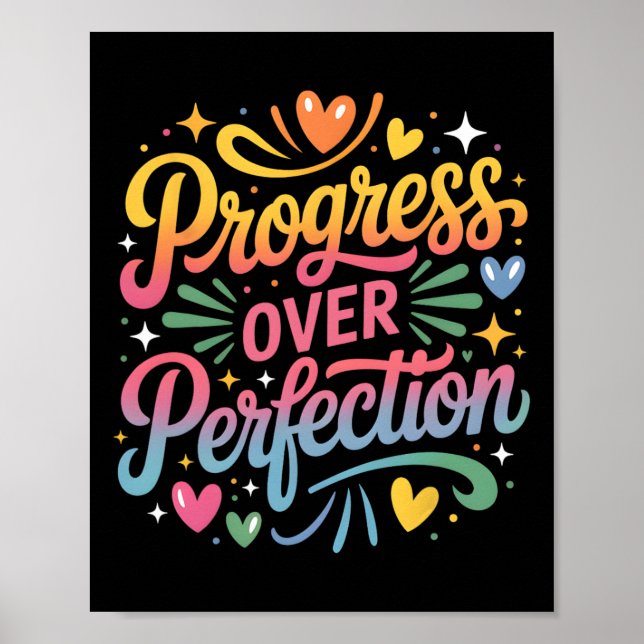 Progress Over Perfection Back To School Teachers E Poster (Front)