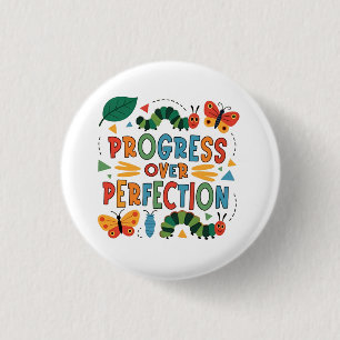 Progress Over Perfection Kndergarten Bugs 3 Cm Round Badge