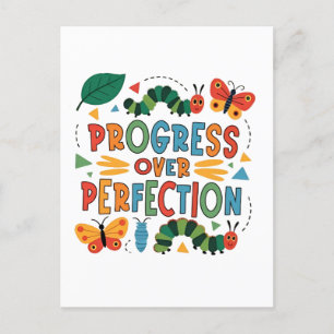 Progress Over Perfection Kndergarten Bugs Invitation Postcard