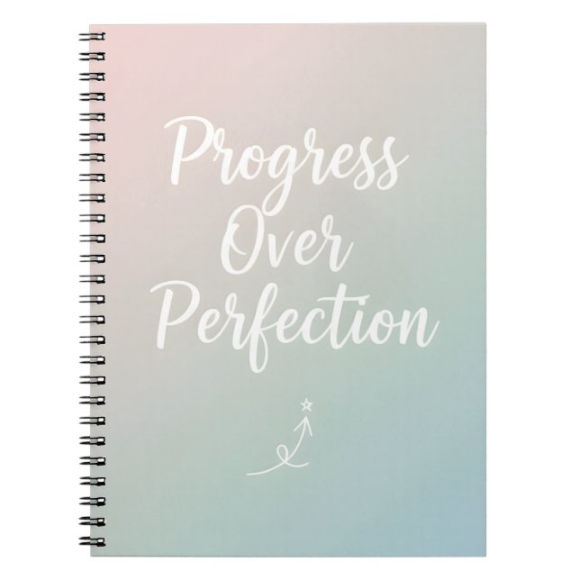 Progress Over Perfection – Minimal Motivational Qu Notebook (Front)