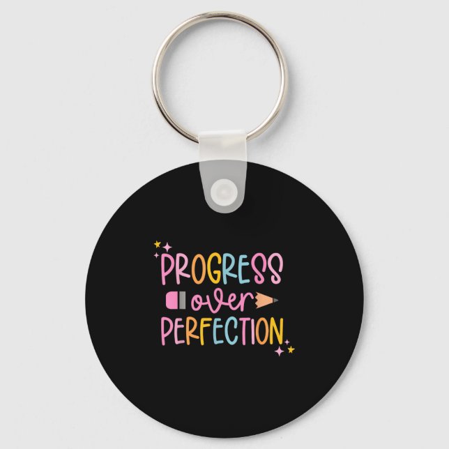 Progress Over Perfection Motivational Back To Scho Key Ring (Front)