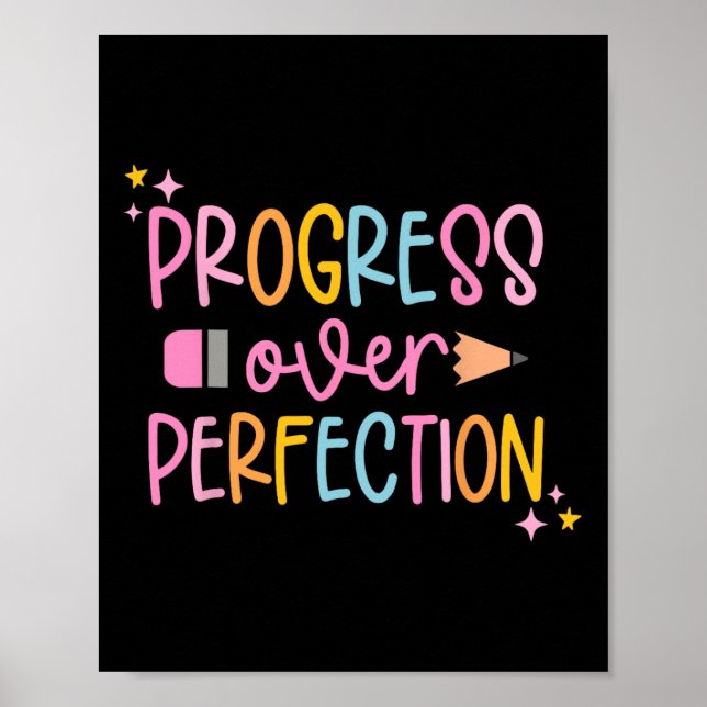 Progress Over Perfection Motivational Back To Scho Poster (Front)