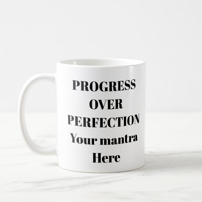 Progress Over Perfection Motivational Mug (Left)