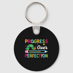 Progress Over Perfection Motivational Quote Studen Key Ring