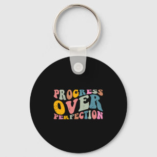 Progress Over Perfection Motivational Teacher Long Key Ring