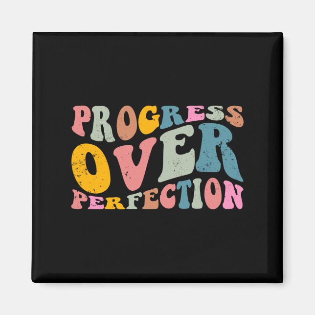 Progress Over Perfection Motivational Teacher Long Magnet (Front)
