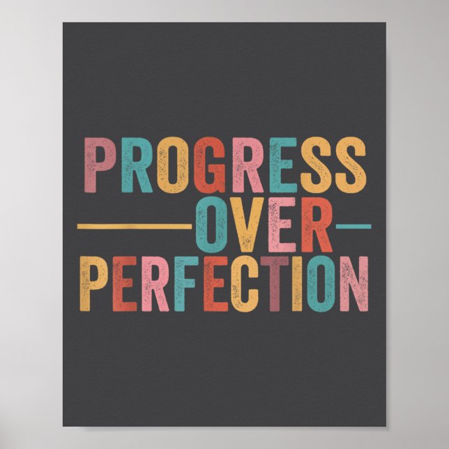 Progress Over Perfection Motivational Teacher Retr Poster (Front)