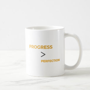 Progress Over Perfection Motivational Typography Coffee Mug