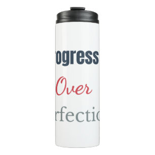 Progress Over Perfection – Motivational Typography Thermal Tumbler
