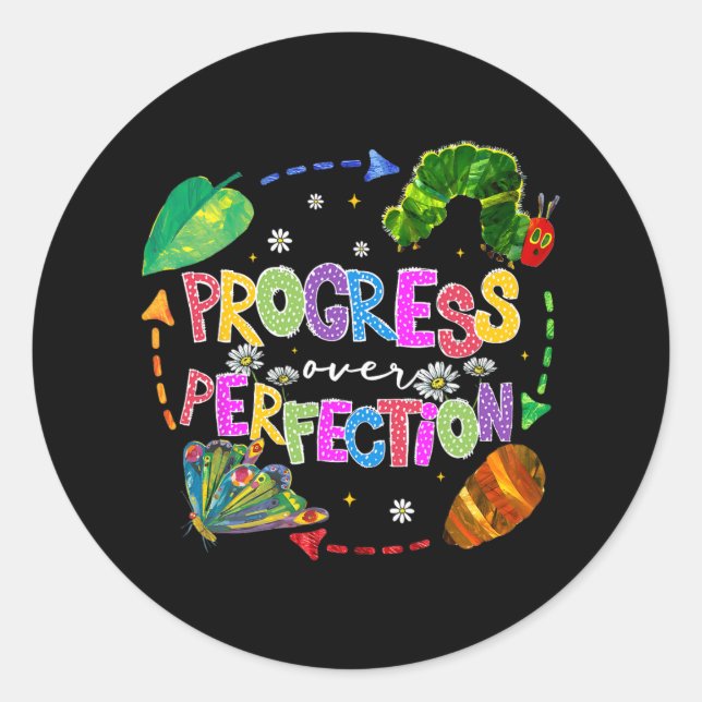 Progress Over Perfection Teacher Back To School  Classic Round Sticker (Front)