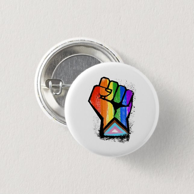 Progress Pride Fist 3 Cm Round Badge (Front & Back)
