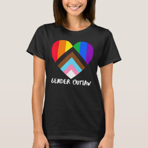 Progress Pride Flag Heart Inclusivity Gender Outl T-Shirt