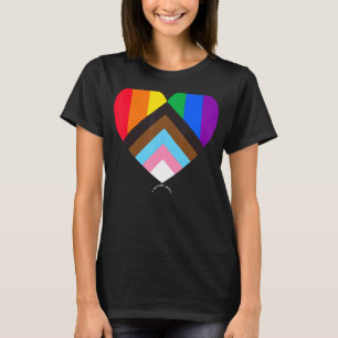 Progress Pride Flag Heart Inclusivity I Support L T-Shirt