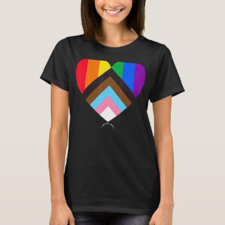 Progress Pride Flag Heart Inclusivity  I Support L T-Shirt