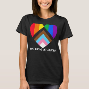 Progress Pride Flag Heart Inclusivity Love Knows T-Shirt